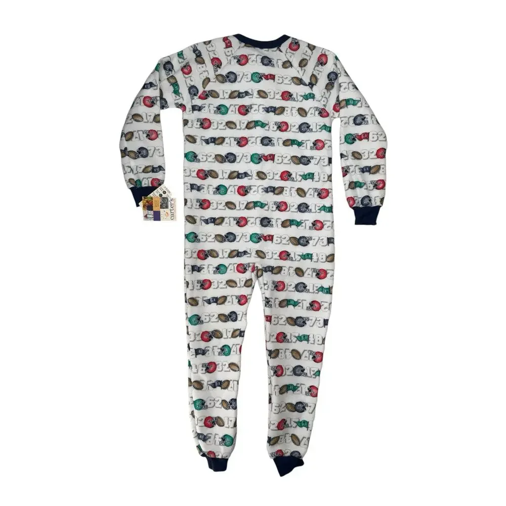 Vintage CARTERS *NEW* Football Fleece Long Johns Bodysuit Size 10 Kids Pajama